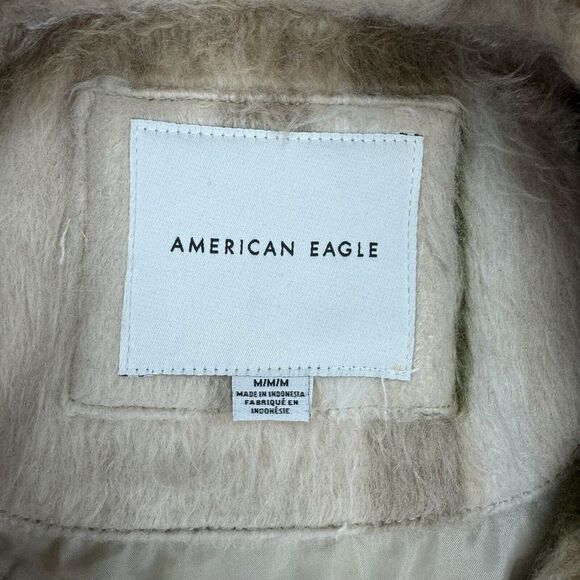 Y2k American Eagle Brushed Plaid Oversized Shacket Shaggy‎ Jacket Size Medium M - Picture 4 of 13